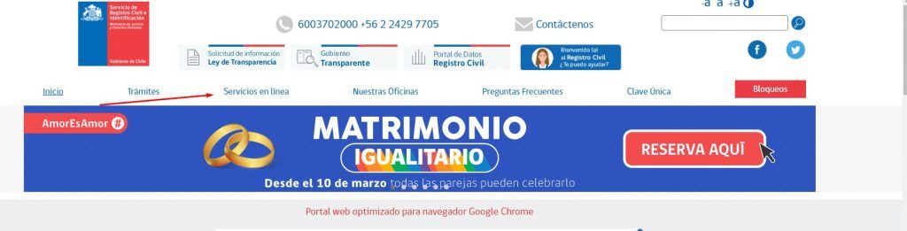 servicios en linea web registro civil chile