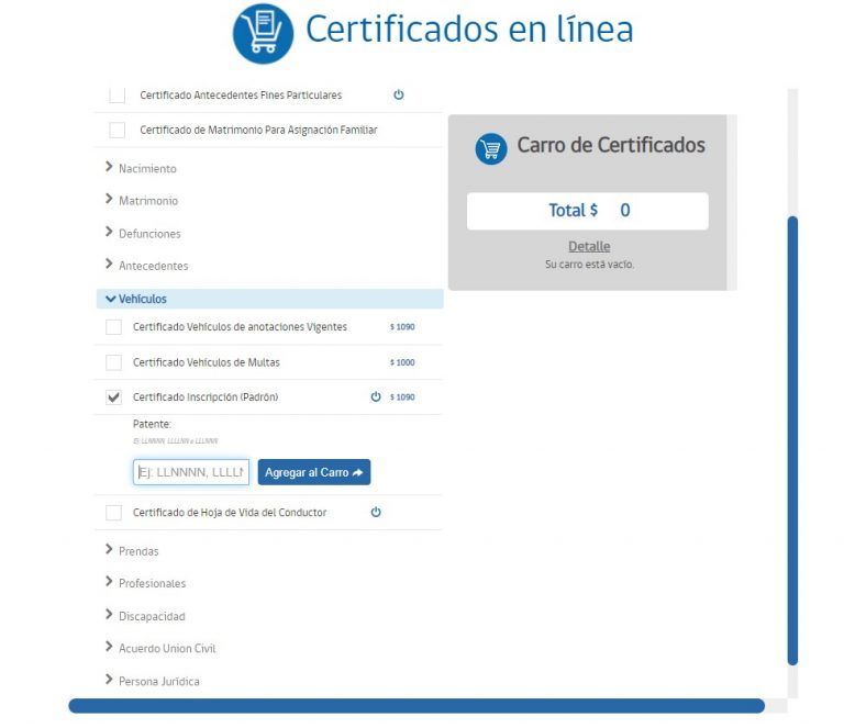 web registro civil chile